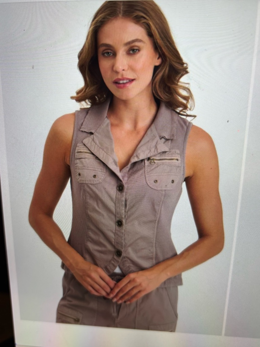 XCVI Shelton Poplin Ribbed Zipper Pocket Vesy